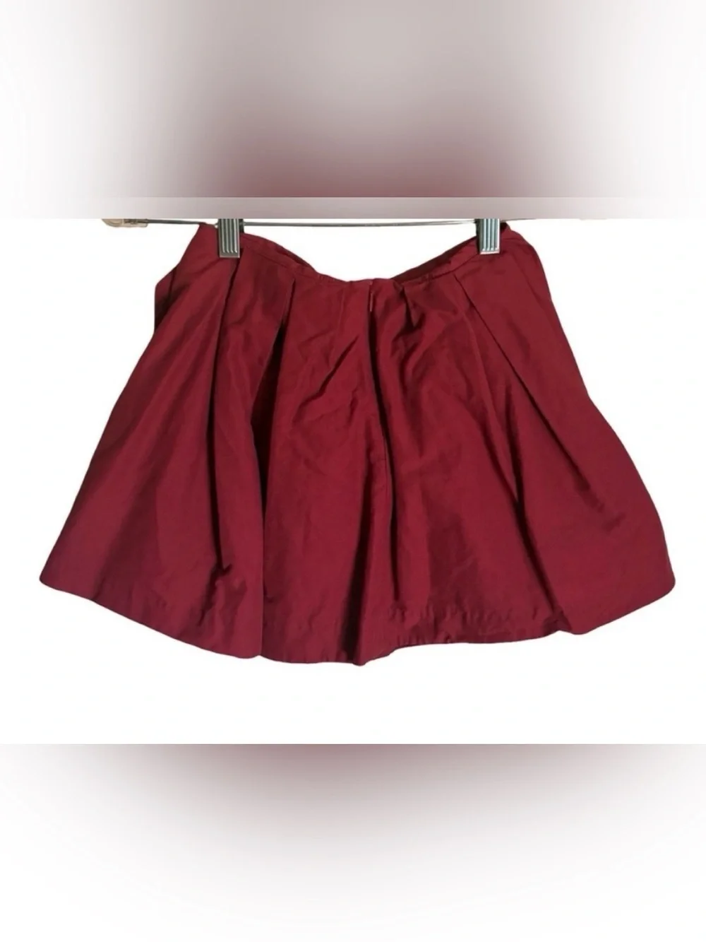 COS Ruffle Mini Skater Skirt Burgundy